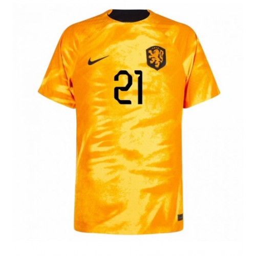 Holandia Frenkie de Jong #21 Koszulka Podstawowych MŚ 2022 Krótki Rękaw